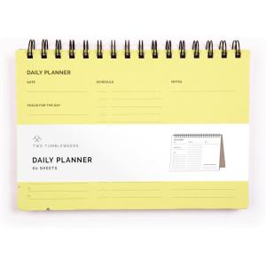 image:imageUndated Daily Planner Notebook  Spiral Bound A5 575 x 85 60 Pages Yellow Cover  Simple Organizer for Work School amp Personal Goals