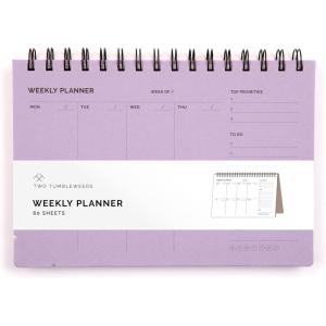 image:imageUndated Weekly Planner Notebook  Spiral Bound 60 Pages 575 x 85 A5 size Purple Cover
