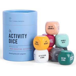 image:imageTwo Tumbleweeds MoodBoosting Activity Dice  9 Wooden Dice for SelfCare amp Connection  A Mindful Wellness Tool to Beat DoomScrolling  54 ScreenFree Activities for Calm Joy amp CreativityActivity Dice